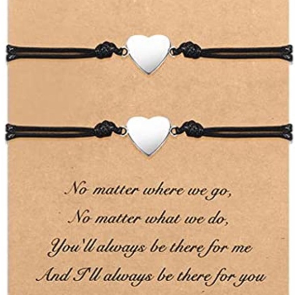 Pinky Promise Matching Bracelets Friends Couples Bracelets Jewelry Set w card ❤️ - Picture 2 of 2